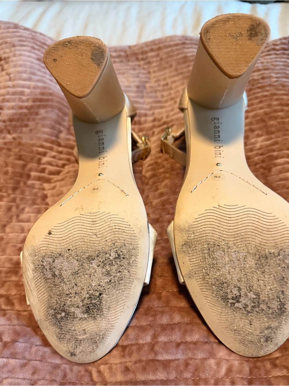 Gianni Bini Champagne Nude Block Heel Ankle-Strap Sandals - Picture 6 of 6